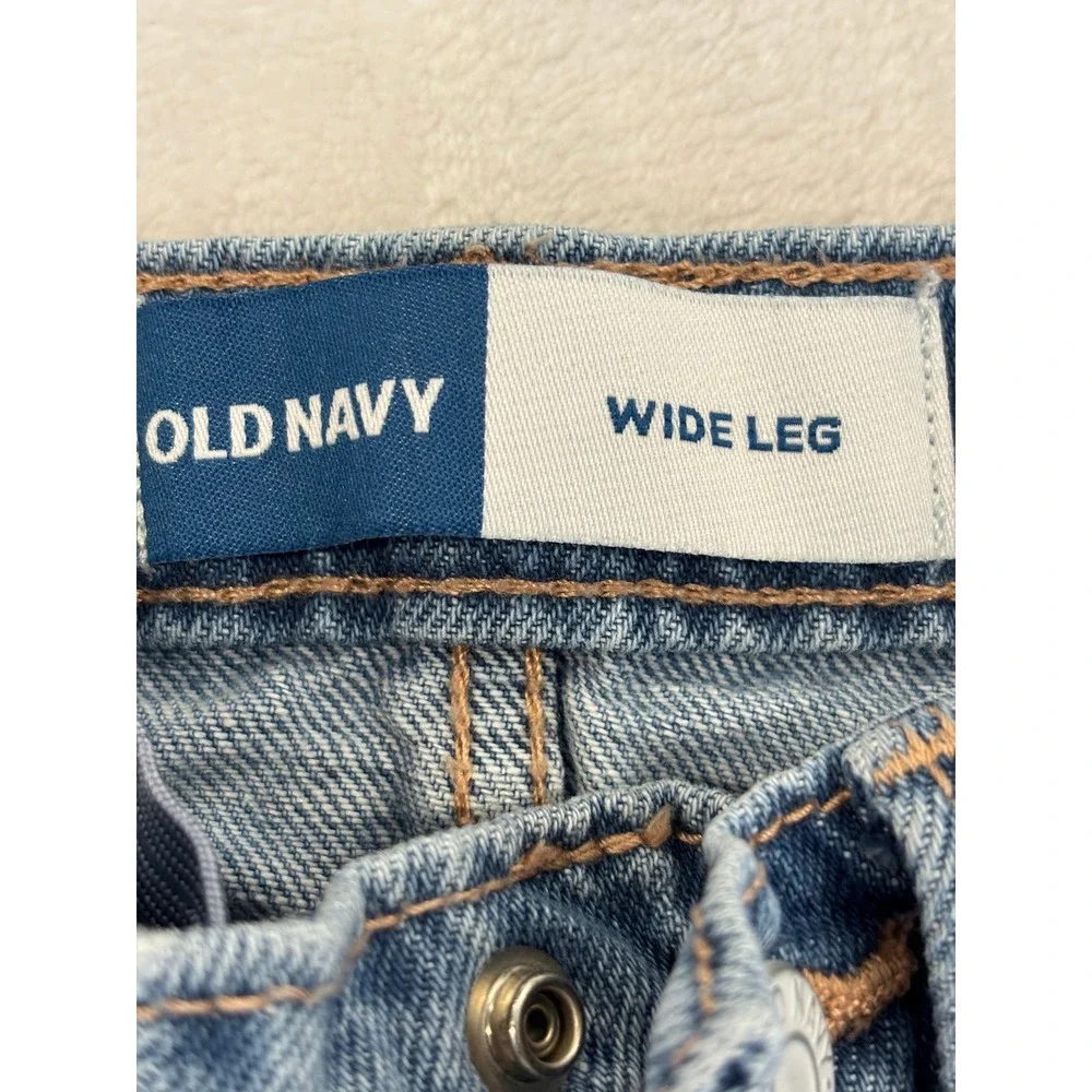 Old Navy Toddler Girls Wide Leg Distressed Jeans Medium Wash Blue Denim 4T